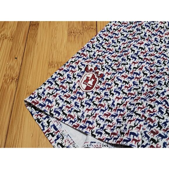 Greyson Polo Shirt Mens M White Blue Red Deers Performance Golf Logo Embroidered - Picture 6 of 6